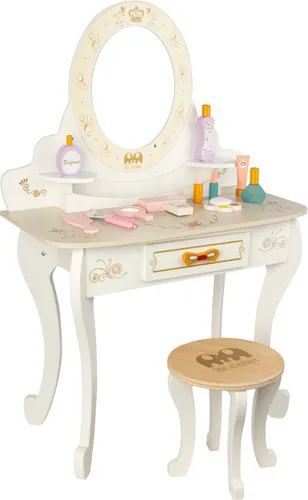 4iQ Kinderschminktisch MIA aus Holz 60x30x90 cm Weiß mit Stuhl