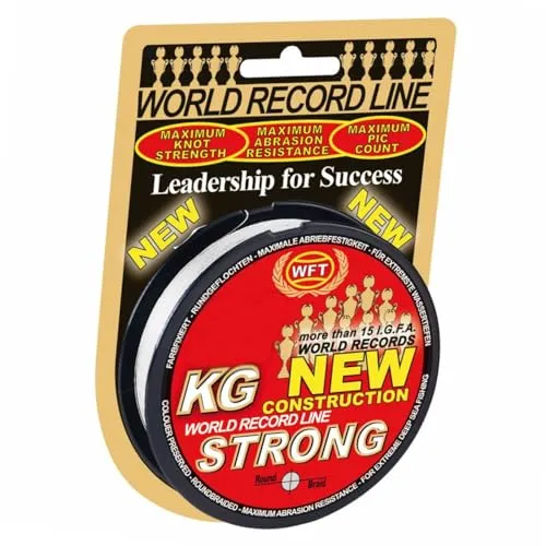 WFT Strong Trans 0,08mm 10kg - 300m geflochtene Angelschnur - Angelschnur für Spinnfischen, 300m lang mit 10kg Tragkraft, hohe Abriebfestigkeit und milchige Farbe unter Wasser für optimale Tarnung.