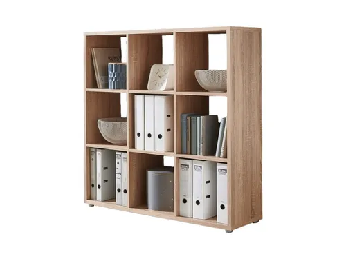BMG Möbel Standregal NIZZA - Modernes Aktenregal mit 9 Fächern - Standregal NIZZA: Vielseitiger Raumteiler aus Eiche Sonoma, ideal für Büro und Zuhause. 9 offene Fächer bieten reichlich Stauraum und eine moderne Optik.