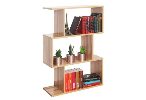 RICOO Standregal WM072-EW - Modernes und schmales Bücherregal - Standregal für Wohnzimmer und Büro mit 3 Fächern, ideal für Bücher, Deko und mehr. Langlebig, einfach montierbar und mit optionaler Wandbefestigung für zusätzliche Sicherheit.