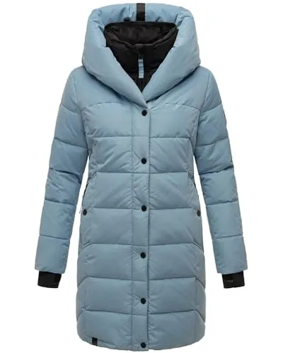 Navahoo Damen Wintermantel - Warmer Steppmantel mit Kapuze und Fleece-Kragen - Funktionsjacken: Stylischer, warmer Steppmantel mit abnehmbarem Fleece-Kragen und elastischen Rippstrickbündchen für warme Hände - ideal für kalte Wintertage.