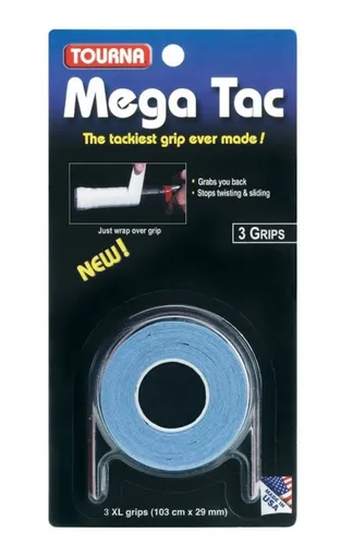 Tourna Overgrip Mega Tac (extreme Griffigkeit, haltbar, breit) blau 3er