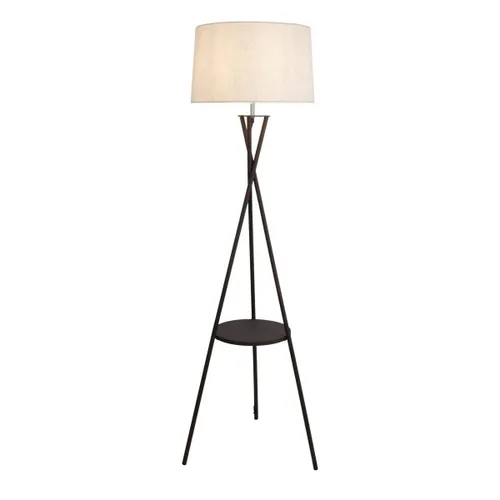 Light & More Stehleuchte Tippie mit Tisch schwarz 157 cm - Stylische Stehleuchte mit integriertem Tisch, ideal für gemütliche Abende. E27-Fassung, elegantes Metalldesign in Schwarz, perfekt für jedes Wohnambiente.