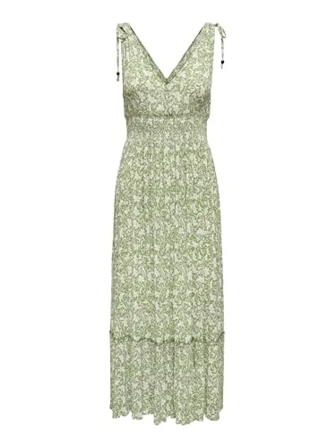 ONLY Onlfernanda Life S/L Long Dress WVN - Freizeitkleider für Damen, elegantes langes Kleid mit elastischer Taille und V-Ausschnitt, perfekt für lässige Anlässe und Freizeitaktivitäten.