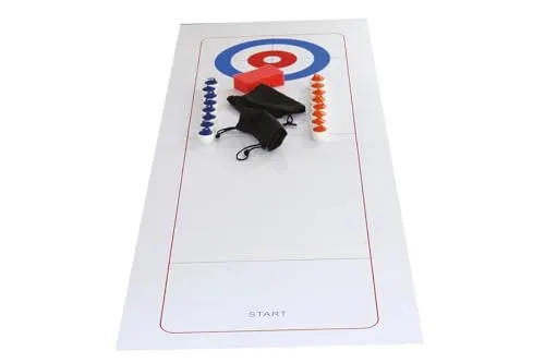 SportFit Tischcurling Spiel – 120 × 40 cm mit 16 Curlingsteinen - Erlebe Curling-Spaß für Zuhause, Schule oder Büro mit unserem kompakten Tischcurling-Set. Inkl. 16 Curlingsteinen und klappbarer Spielfläche für einfaches Transportieren und schnelles Aufbauen.