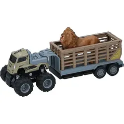 in 1-Spielzeug Tiertransporter mit Löwe, Zugmaschine mit Friktionsantrieb und Anhänger mit Gatter 2