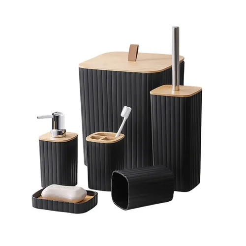 Badaccessoire-Set 6-teilig - Elegante Organisation für dein Badezimmer - Optimiere dein Bad mit diesem 6-teiligen Set! Es vereint Stil und Funktionalität in einem modernen Design und sorgt für Ordnung und Hygiene – ideal für jeden Haushalt.