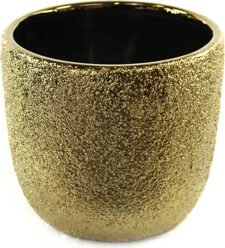 Keramik Pflanz-Gefäß rund Ø 12cm x 10cm gold