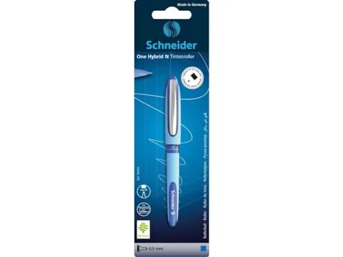 Schneider One Hybrid N 05 Tintenroller (dokumentenecht mit 0,5 mm Strichstärke und Hybrid- Needlespitze) 1er Blisterkarte blau