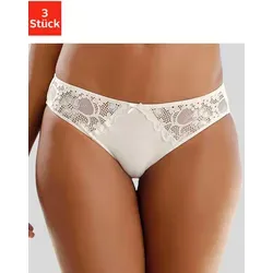 Slip PETITE FLEUR, Damen, Gr. 40/42, 3 Stk., braun (braun, toffee, puder), Microtouch, Obermaterial: 86% Polyester, 14% Elasthan, körpernah, Unterhosen Slip, mit leicht transparenter Jacquardspitze an den Seiten