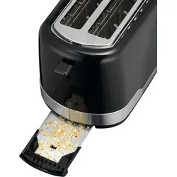 Toaster Schwarz Edelstahl 2 Scheiben mit Brötchenaufsatz