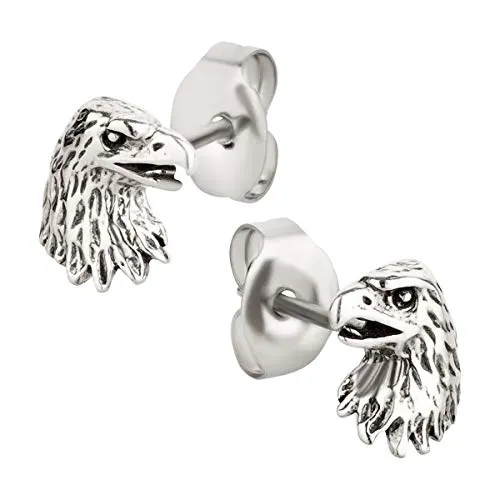 Ohrstecker Ohrringe Adler Adlerkopf Silber 925 Sterling als Ohrschmuck mit kleiner Schmuckbox - 7K - Schmuck Geschenke für Damen, Mädchen, Jungen, Kinder und Herren