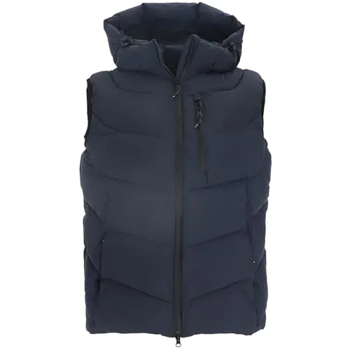 Blue Wave Herren Steppweste Jasper - Marine mit abnehmbarer Kapuze - Stylische Herren Steppweste mit abnehmbarer Kapuze und 2-Wege-Reißverschluss. Ideal für jedes Wetter, bietet sie Komfort und praktische Taschen für kleine Gegenstände.