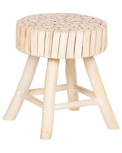 BELIANI Nachttisch aus Teakholz 40 x 35 x 35 cm - Multifunktionaler Nachttisch im Landhausstil aus hellem Teakholz, ideal für Schlafzimmer oder als Beistelltisch. Hochwertig, pflegeleicht und stabil für eine gemütliche Atmosphäre.