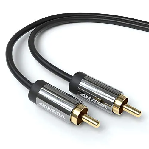 JAMEGA – 10m Subwoofer Kabel | Cinch RCA Digitales Koaxialkabel |Mehrfach Geschirmt 24K vergoldete Stecker |Audio Kabel für Subwoofer, HiFi Anlagen, AV Receiver, Verstärker, Heimkino UVM.
