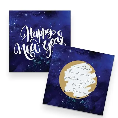 Nastami Silvester Spiel, Rubbelkarten Silvester 10 Stück, Partyspiel