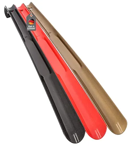 Lantelme 3 Stück Schuhanzieher 65cm Deutschland Farben Schwarz Rot Gold | Kunststoff Schuhlöffel Xl Lang und stabil | Robuster Plastik Schuhanziehhilfe mit Haken und Öse Rückenschonend (Deutschland)