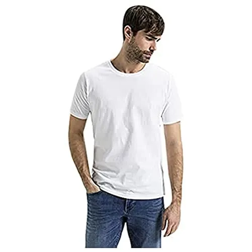 camel active Herren Basic Kurzarm T-Shirt mit Rundhalsausschnitt aus Reiner Baumwolle Weiß, menswear-3XL