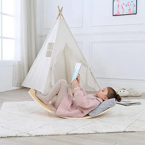 Balance Board Wippe Balancierbrett aus Holz 80x30 cm - Balance Board für Kinder und Erwachsene, fördert spielerisch den Gleichgewichtssinn und die motorischen Fähigkeiten. Ideal für Yoga, Fitness und kreatives Spielen.