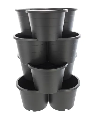 SUSTANIA 1er Set Pflanzturm 4 Etagen Kartoffelturm, Maße: 66x42x40 cm,Pflanzkübel für Kartoffeln & Gemüse, Made in EU, Farbe: Anthrazit