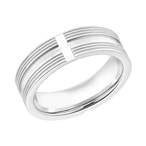 s.Oliver Ring Edelstahl Herren Ringe, Silber, Kreuz, Kommt in Schmuck Geschenk Box, 2031544