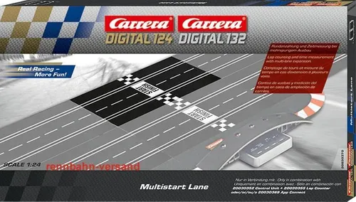 Carrera Digital 132; 124, Multistart Lane 30370 - Carrera 132 Slotcar-Bahn im Maßstab 1:24, ideal für spannende Renn-Action und kreative Streckengestaltung.
