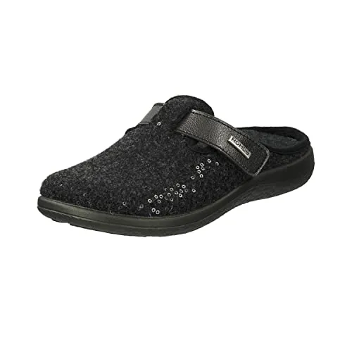 Rohde 6556 Bari Damen Hausschuhe - Bequeme Pantoffeln aus Softfilz in Weite G, ideal für den Alltag. Größe 36 EU, in elegantem Grau.
