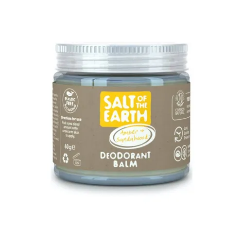 Salt Of The Earth Deodorant Balm - Amber and Sandalwood - Natürlicher Mineral-Deodorant-Balsam, 60g, bietet langanhaltenden Schutz und einen angenehmen Duft von Amber und Sandelholz.