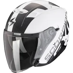 Scorpion Exo-230 QR Jethelm, schwarz-weiss, Größe S - Motorradhelm mit automatischer mikrometrischer Kinnriemenschnalle für einfache Handhabung und einem fortschrittlichen Belüftungssystem für optimalen Luftstrom und Tragekomfort.