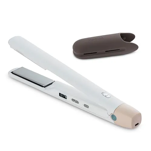 MEDION Glätteisen HS2 - Kabelloses Haarglätter mit Display - Glätteisen mit 5 Hitzestufen (165° bis 210°) für individuelles Styling. Kabellose Nutzung bis 25 Minuten und digitales Display für Temperaturkontrolle.