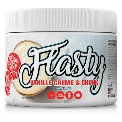 Flasty Geschmackspulver (Vanille Creme Chunks) mit vielen echten Chunks (Karamell-Stückchen) 1 x 250g