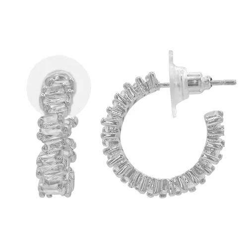 Heideman Ohrringe Damen aus Edelstahl silber farbend matt Ohrstecker hängend für Frauen mit Zirkonia weiß