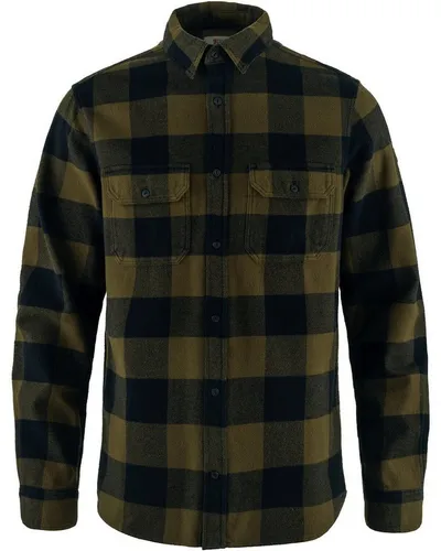 Fjällräven Herren Övik Heavy Flannel Shirt, Wood Brown/Dark Navy, XL - Funktionale Wanderhemden und Flanellhemden für Herren, aus robuster Bio-Baumwolle, weich gebürstet und mit praktischen Brusttaschen für zusätzlichen Komfort.
