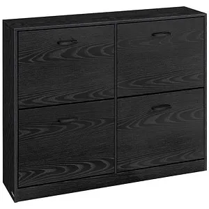 Boxxx Schuhkipper Schwarz – Stilvolle Schuhaufbewahrung - Eleganter Schuhkipper in Schwarz aus Metall und Holz, 105.5x82.7x24 cm. Ideal für die Garderobe, mit Typenauswahl und platzsparendem Design.