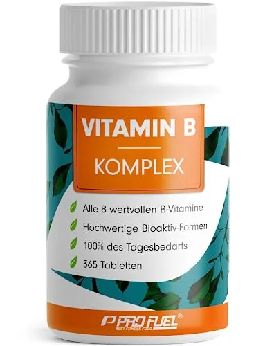 Vitamin B Komplex 365 Tabletten - Alle 8 B-Vitamine für optimale Gesundheit - Vitamin B-Complex Präparate mit allen 8 B-Vitaminen und Co-Faktoren Myo-Inositol & Cholin, laborgeprüft und vegan, für eine umfassende Nährstoffversorgung über 12 Monate.
