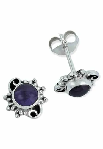 Ohrstecker 925 Silber Amethyst lila Stein Edelstein Ohrringe echt Silber Damen Sterling Silber Stecker Geschenk(MOS-086-01)