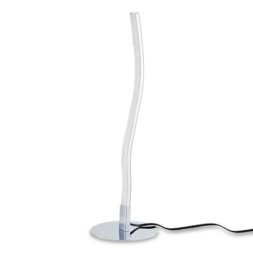 KHG Moderne Tischlampe in Silber - Tischlampe aus Kunststoff mit zeitlosem Design, energiesparsam und ideal für Lesen oder Entspannen. Maße: 11,0cm x 35,0cm, praktisch mit Kippschalter.