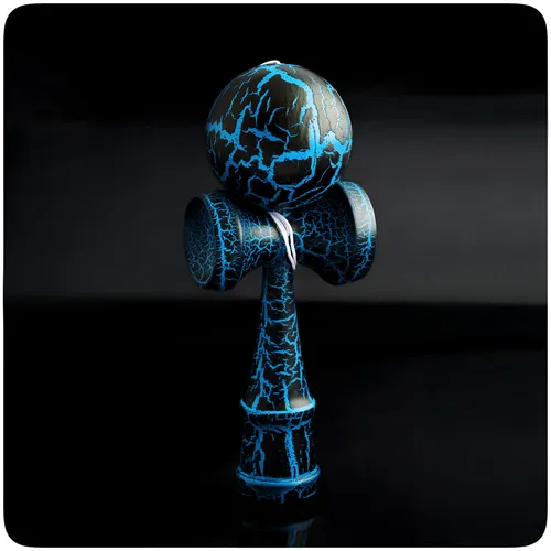 Kendama Geschicklichkeitsspiel schwarz/blau Kugel Holzspielzeug Kugelfangspiel