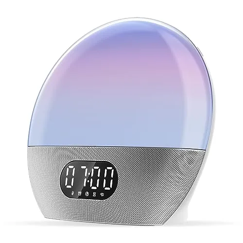 WiiM Wake-up Light - Sonnenaufgangswecker mit Musik und Alexa - Wecker mit intelligentem Lautsprecher, der personalisierte Schlafroutinen und Multiroom-Audio bietet. Wachen Sie erfrischt auf mit Licht und Musik!