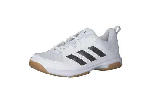 Adidas LIGRA 7 Damen - Atmungsaktive Indoorschuhe in Weiss, Schwarz und Pink - Indoorschuhe für vielseitige Sportarten, mit atmungsaktivem Mesh für hohen Tragekomfort und stabilisierenden Overlays für optimalen Grip und Halt.