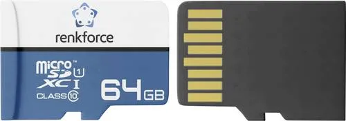 Renkforce RF-mSDC-64GB microSD-Karte 64GB Class 10, UHS-Class 1, UHS-I inkl. SD-Adapter