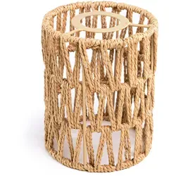 ledscom.de Handgefertigter Boho-Seil-Lampenschirm, geflochten, natur-beige, 120mm Ø