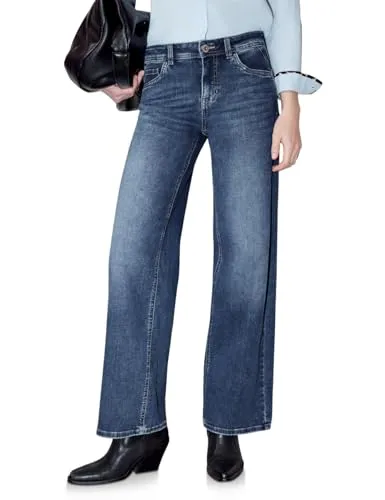 Street One Studio Wide Leg Jeans Medium Blue Soft Washed 28