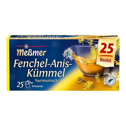 Meßmer Fenchel-Anis-Kümmel | 25 Teebeutel | Vegan | Glutenfrei | Laktosefrei
