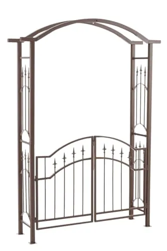 CLP Rosenbogen Luxor mit Tor braun - Pflanzenkästen & Spaliere – Exklusiver, handgefertigter Rosenbogen aus stabilem Eisen, ideal für Rankpflanzen mit eleganten Design und langer Lebensdauer.