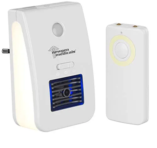 newgen medicals Ozonisator: 2in1-Ionisator-Luftreiniger & Nachtlicht, Fernbedienung, Timer, 20 m² (Nachtlicht Steckdose Kinder, LED-Lampen Steckdose, Zeitschaltuhr)