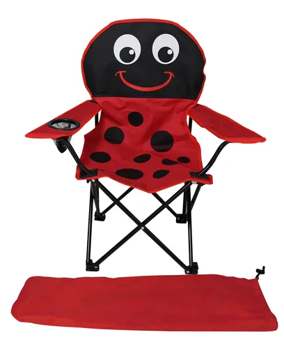 Kinder Campingstuhl Anglerstuhl rot Getränkehalter und Tasche Motiv Marienkäfer