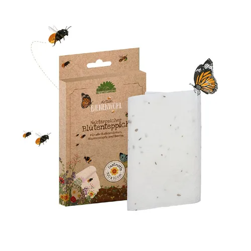 Die Stadtgärtner Blumensamen Blütenteppich – Saatmatte mit Wildblumensaatgut, Größe 300 x 10 cm, Ideal für Insekten