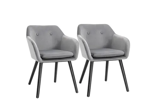 HOMCOM Esszimmerstühle 2er-Set in Grau mit Rückenlehne in grau von HOMCOM