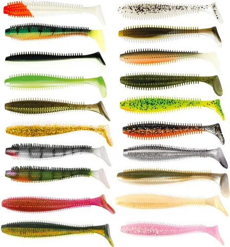 Fox Rage Spikey Shad Gummifische 9cm - Hot Olive - Lockmittel für Zanderangeln, optimale Beutefischgröße mit natürlicher Köderbewegung für fängige Ergebnisse.